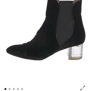 Alaia Black Velvet Vintage Ankle Boots with Clear Block Heel/Statement Shoes!!!